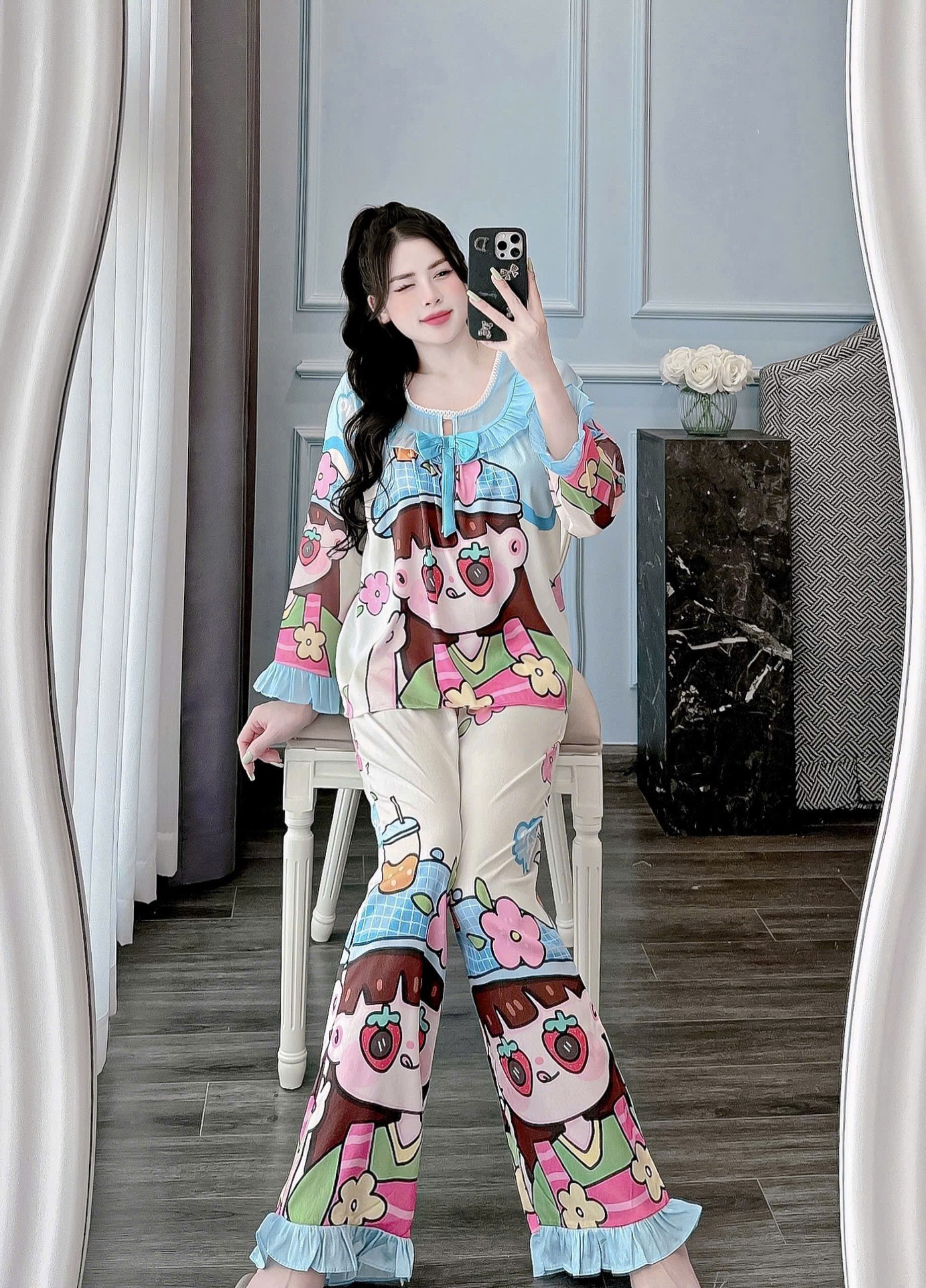 bộ ngủ pijama nữ dài tay